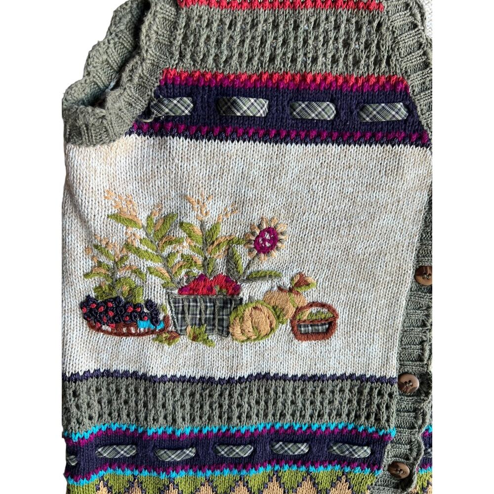 Napa Valley Women's Vintage Knit Vest FALL Embroidered Size Medium Petites - Picture 10 of 10